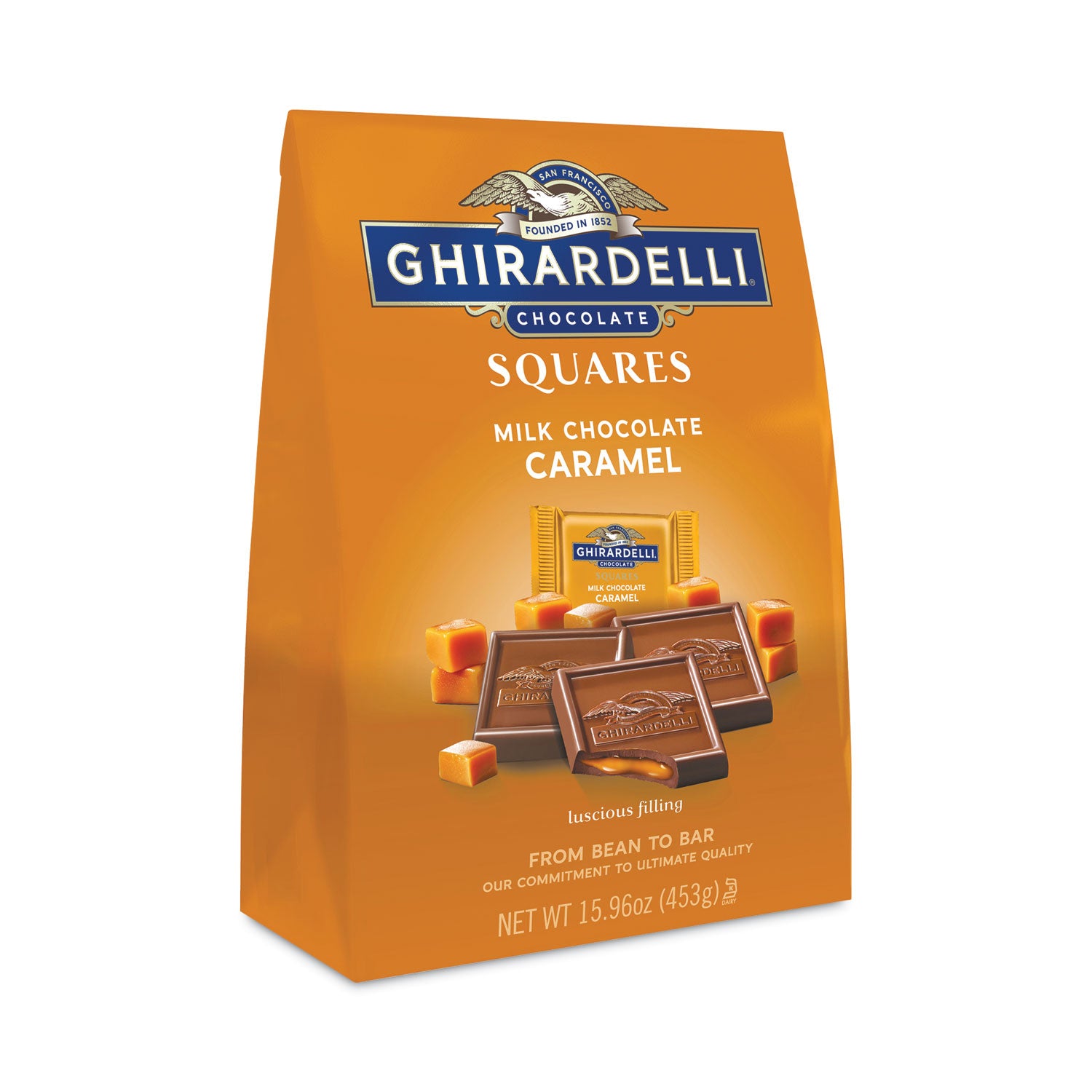 Ghirardelli Milk Chocolate and Caramel Chocolate Squares, 15.96 oz Bag (30001035)