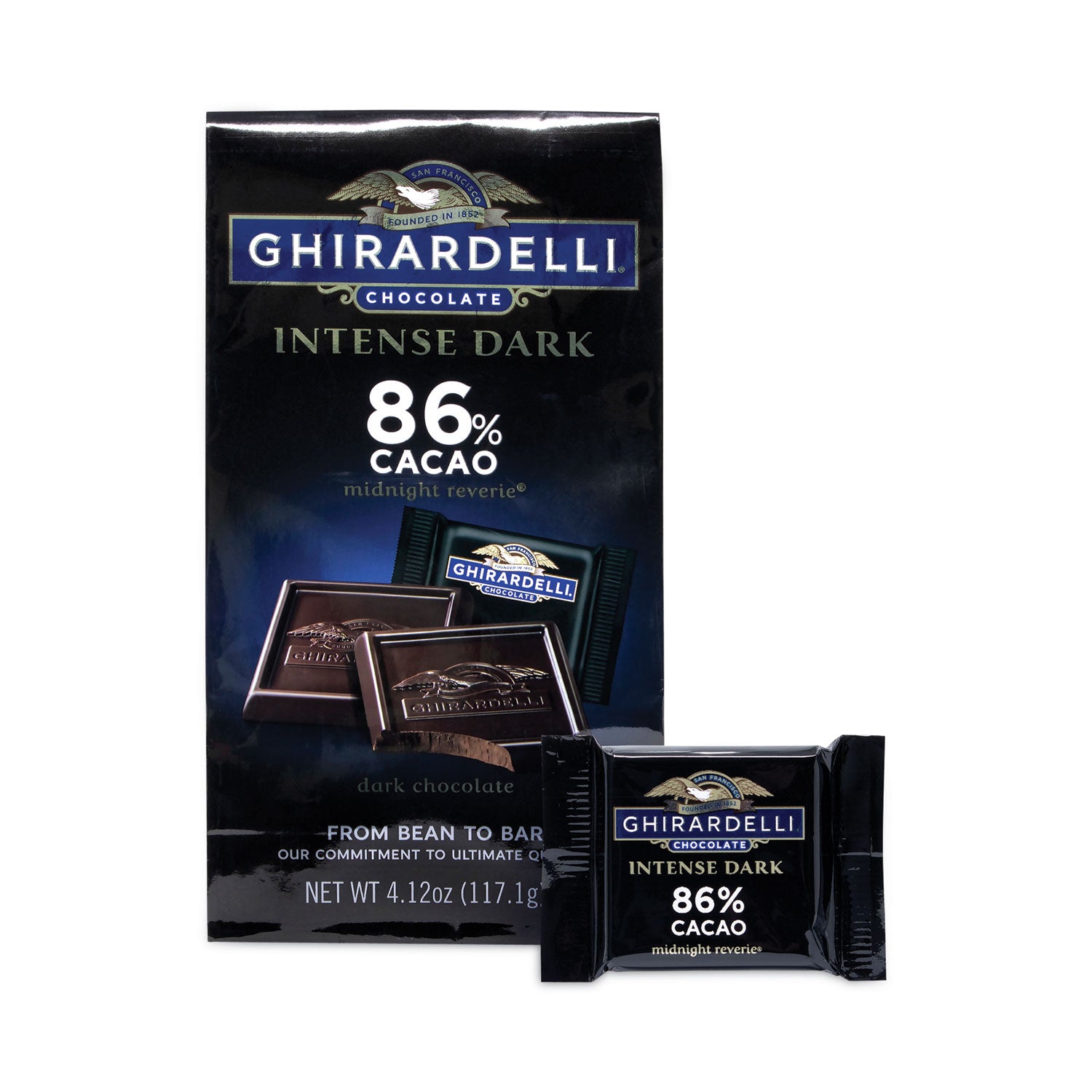 Ghirardelli Intense Dark Midnight Reverie 86% Cacao Singles Bag, 4.12 oz Packs, 3 Count (30001033)