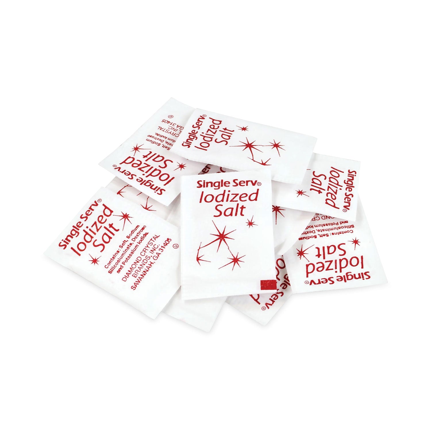 Diamond Crystal Iodized Salt Packet, 0.6 g Packet, 3,000/Carton (20900355)