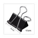 Universal Binder Clips, Mini, Black/Silver, 12/Box (10199)