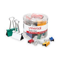 Universal Binder Clips with Storage Tub, (12) Mini (0.5"), (12) Small (0.75"), (6) Medium (1.25"), Assorted Colors (31026)