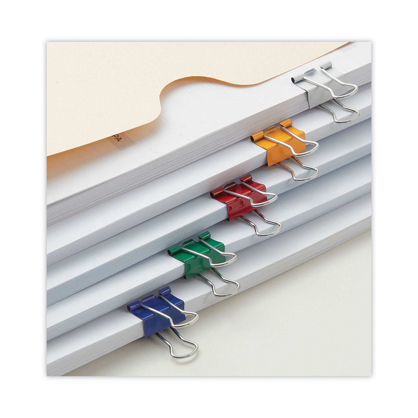 Universal Binder Clips with Storage Tub, Small, Assorted Colors, 40/Pack (31028)