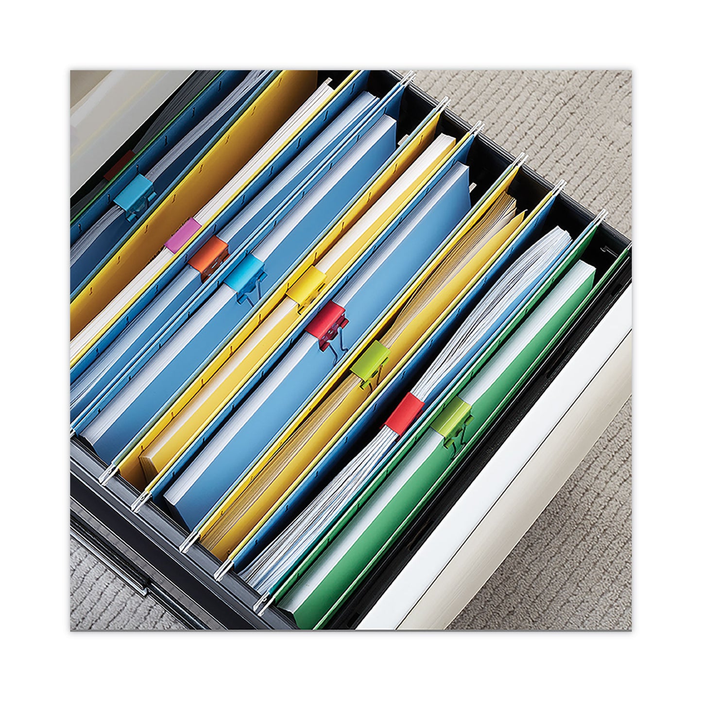 Universal Emoji Themed Binder Clips with Storage Tub, Medium, Assorted Colors, 42/Pack (31031)