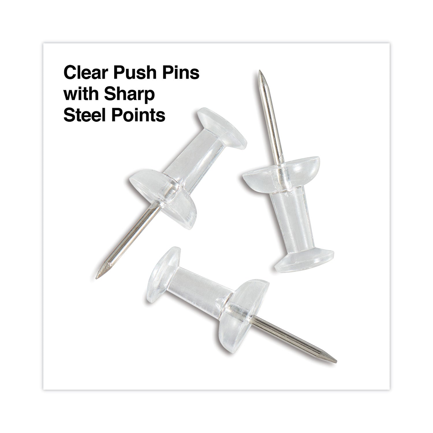 Universal Clear Push Pins, Plastic, Clear, 0.38", 400/Pack (31306)