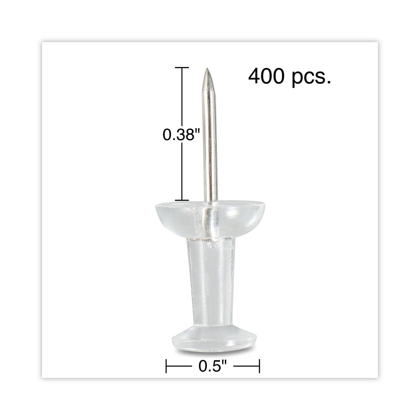 Universal Clear Push Pins, Plastic, Clear, 0.38", 400/Pack (31306)