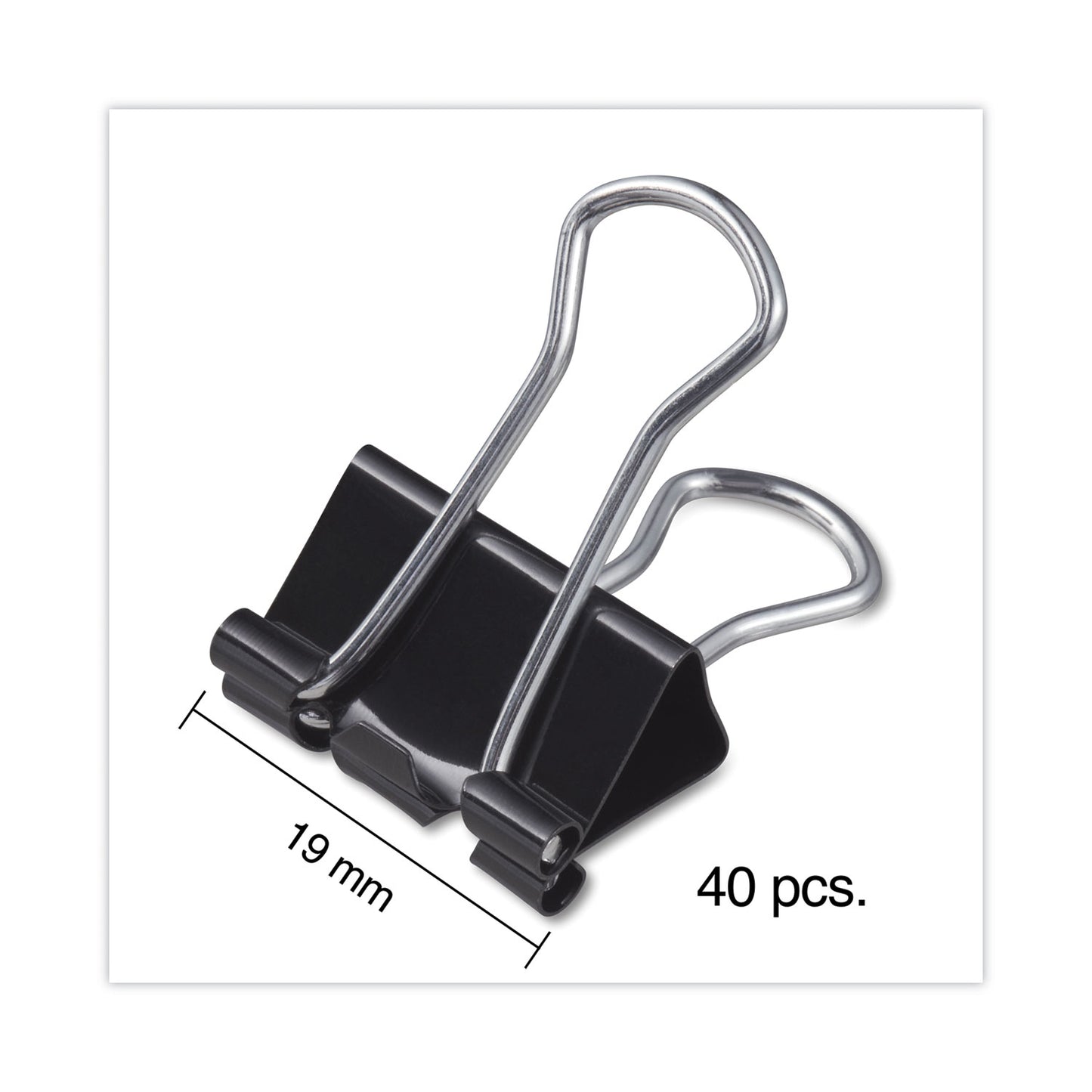 Universal Binder Clips with Storage Tub, Small, Black/Silver, 40/Pack (11140)