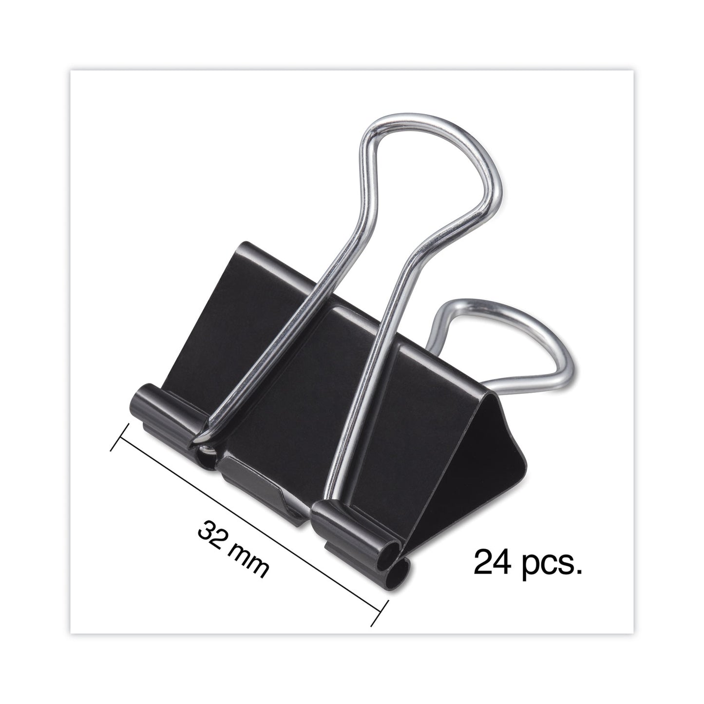 Universal Binder Clips with Storage Tub, Medium, Black/Silver, 24/Pack (11124)