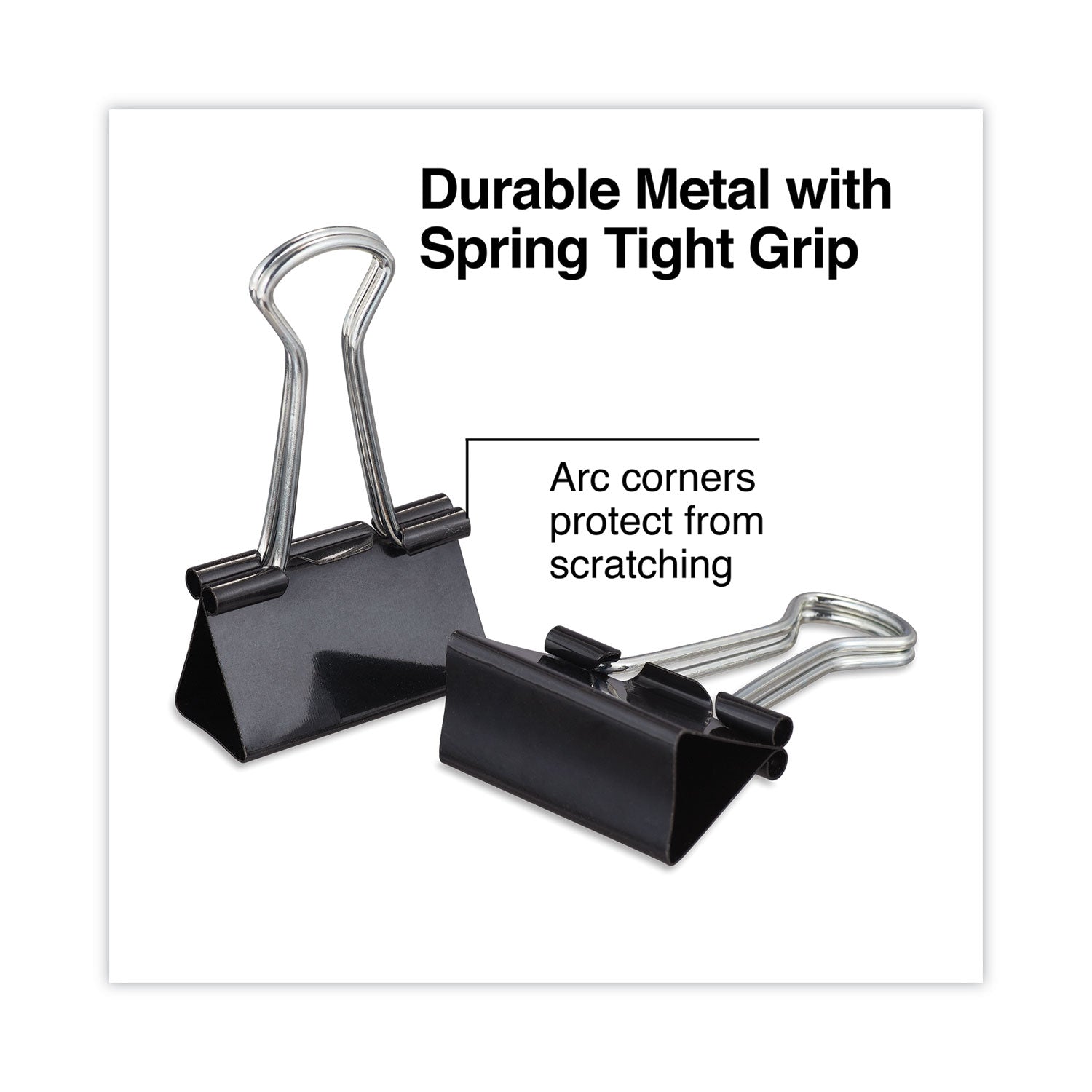 Universal Binder Clips, Medium, Black/Silver, 12/Box (10210)