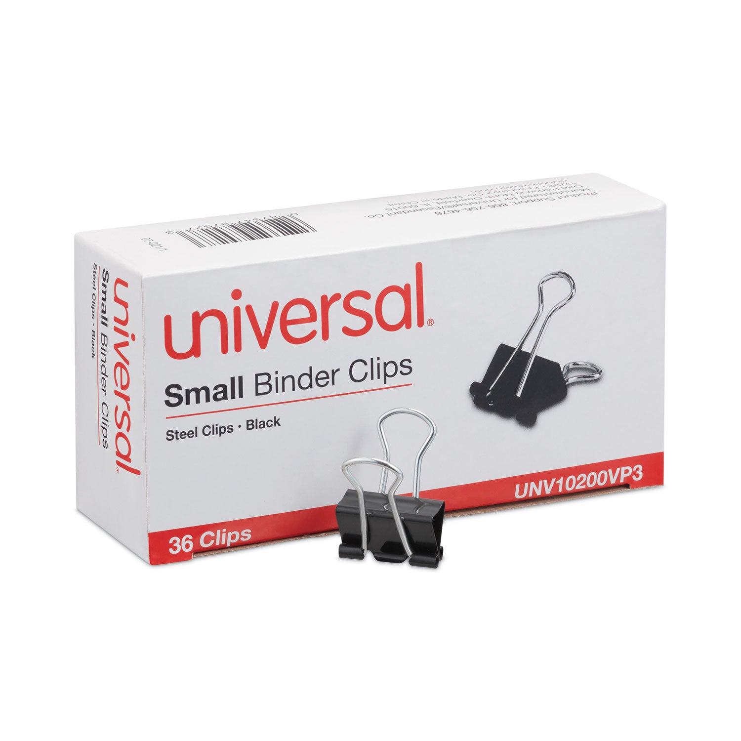 Universal Binder Clips Value Pack, Small, Black/Silver, 36/Box (10200VP3)