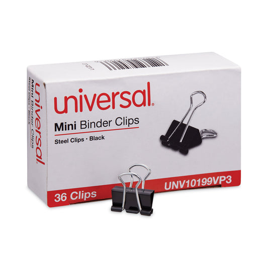 Universal Binder Clip Value Pack, Mini, Black/Silver, 36/Box (10199VP3)