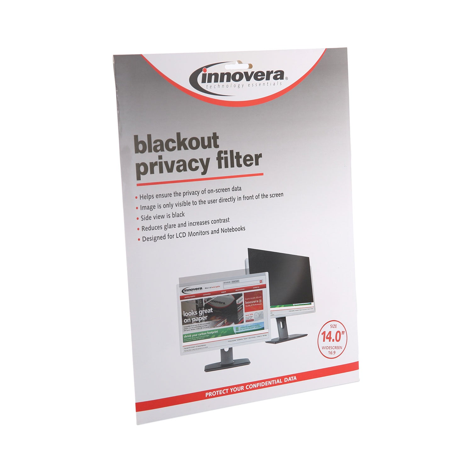 Innovera Blackout Privacy Filter for 14" Widescreen Laptop, 16:9 Aspect Ratio (BLF140W)