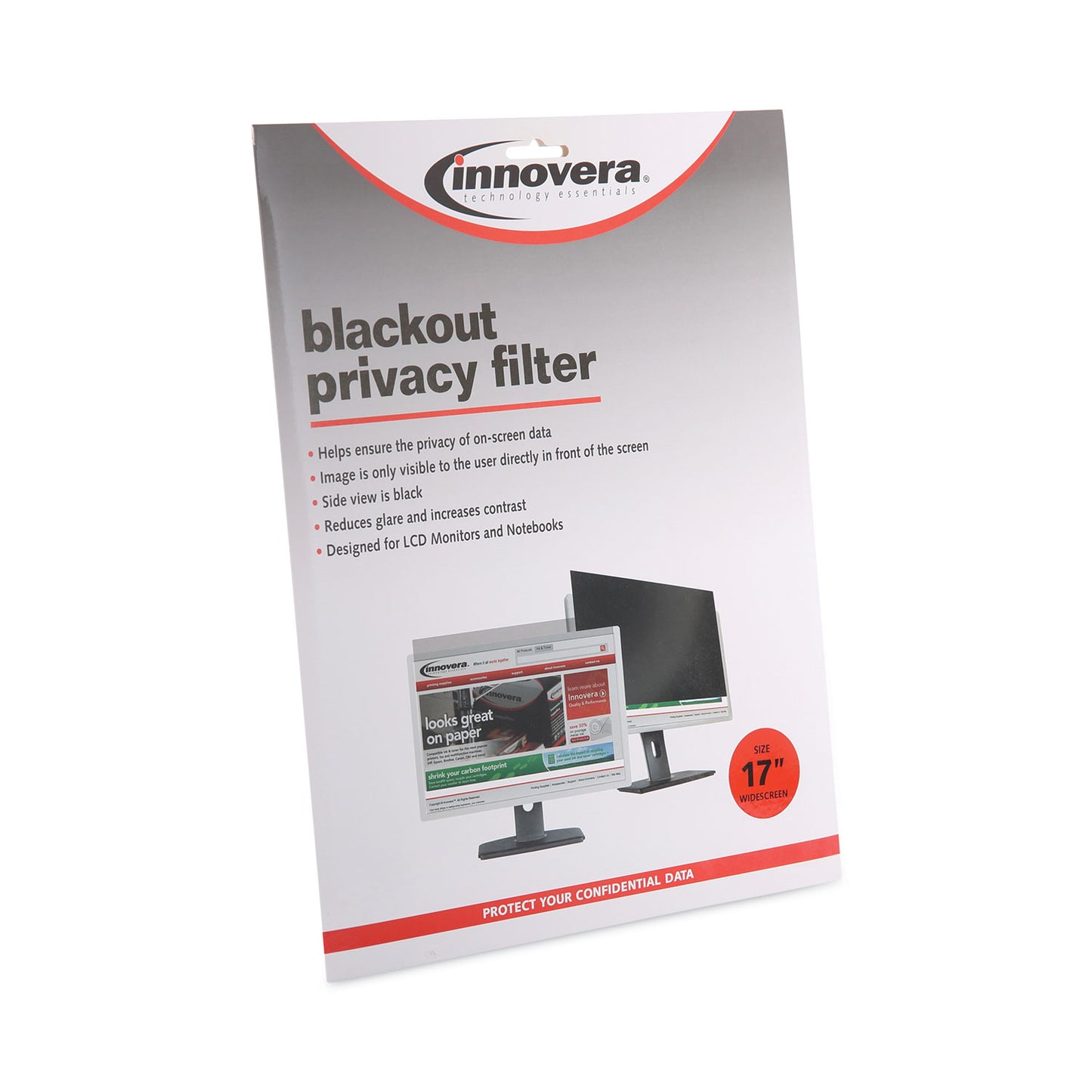 Innovera Blackout Privacy Filter for 17" Widescreen Flat Panel Monitor/Laptop, 16:10 Aspect Ratio (BLF170W)