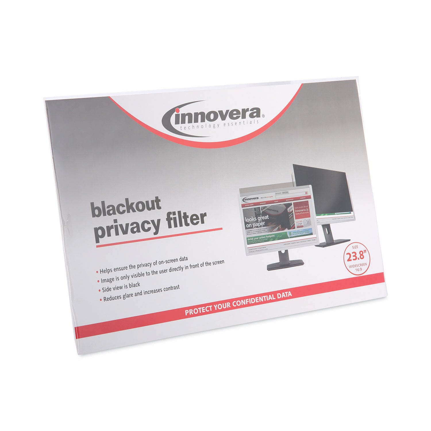 Innovera Blackout Privacy Monitor Filter for 23.8" Widescreen Flat Panel Monitor, 16:9 Aspect Ratio (BLF238W)