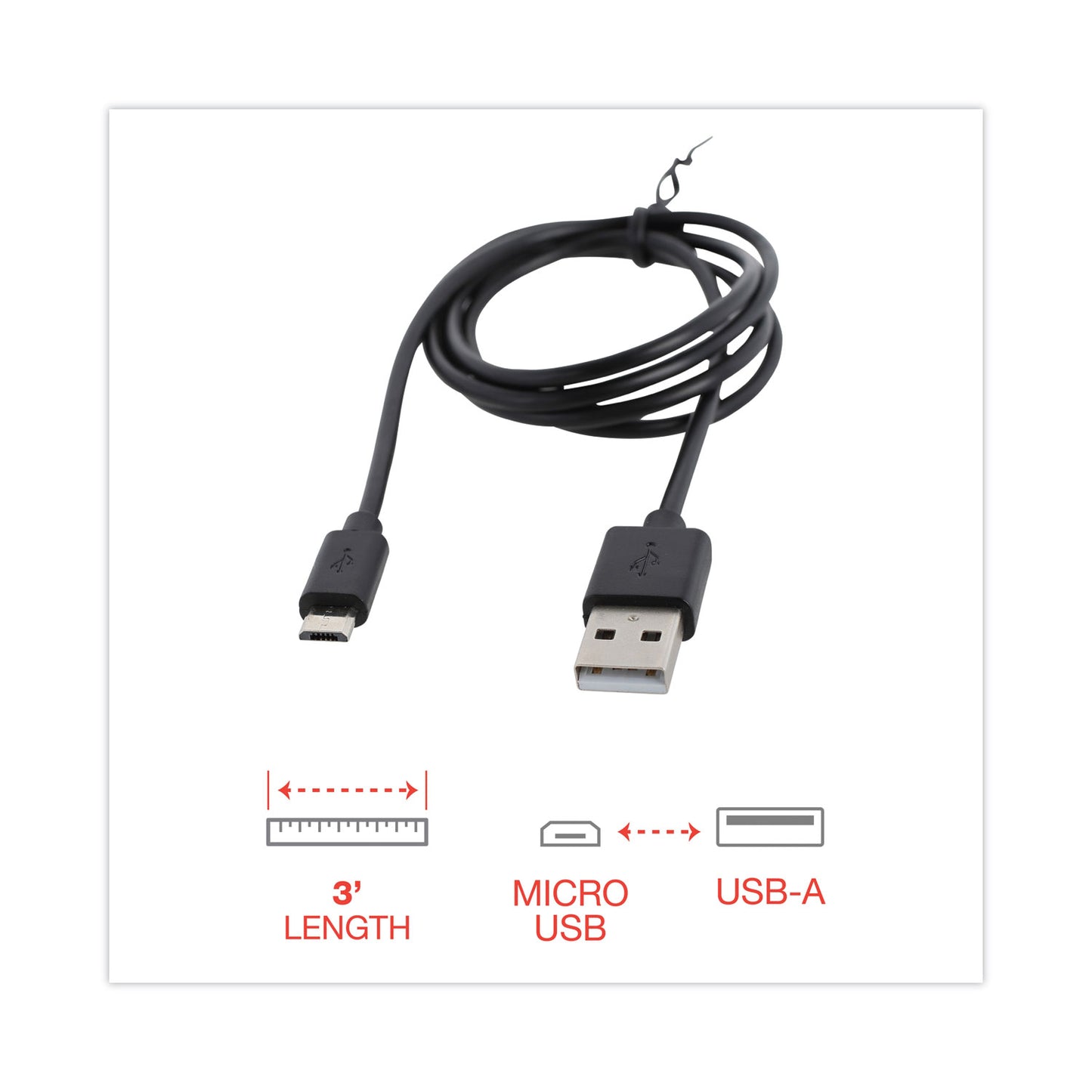 Innovera USB to Micro USB Cable, 3 ft, Black (30006)