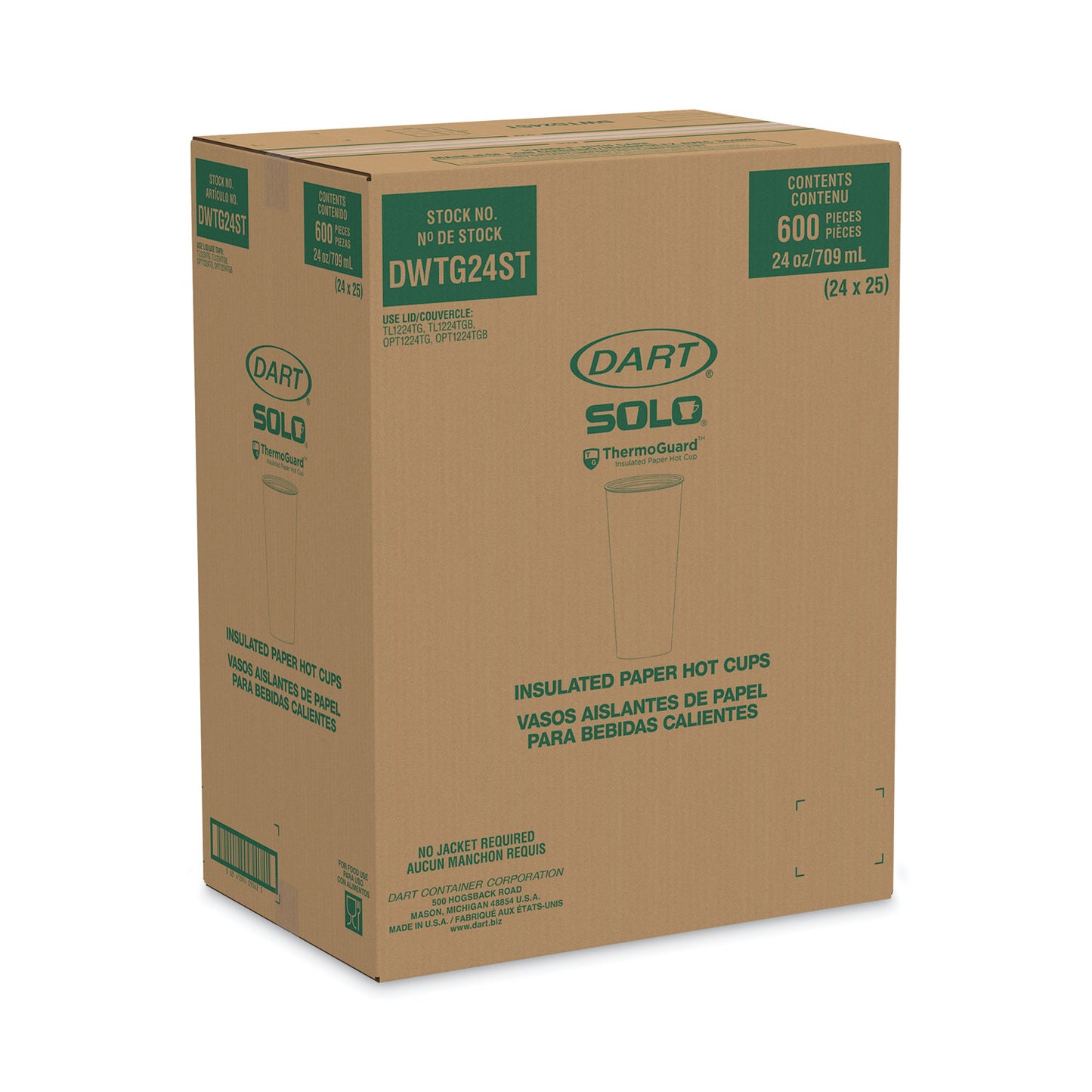 SOLO Thermoguard Insulated Paper Hot Cups, 24 oz, Steam Print, 600/Carton (DWTG24ST)