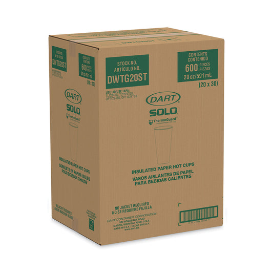 SOLO Thermoguard Insulated Paper Hot Cups, 20 oz, Steam Print, 600/Carton (DWTG20ST)