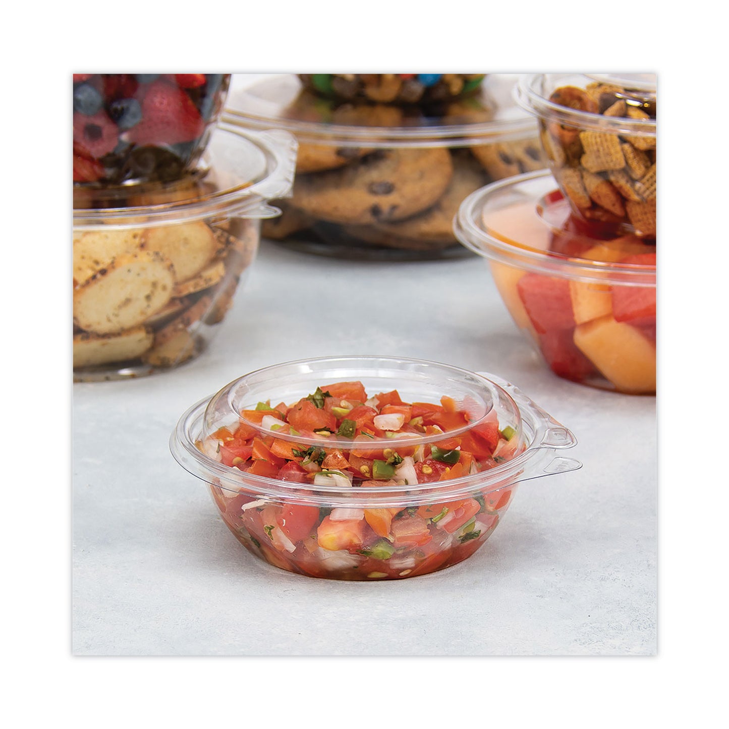 Dart Tamper-Resistant, Tamper-Evident Bowls with Dome Lid, 8 oz, 5.5" Diameter x 2.1"h, Clear, Plastic, 240/Carton (CTR8BD)