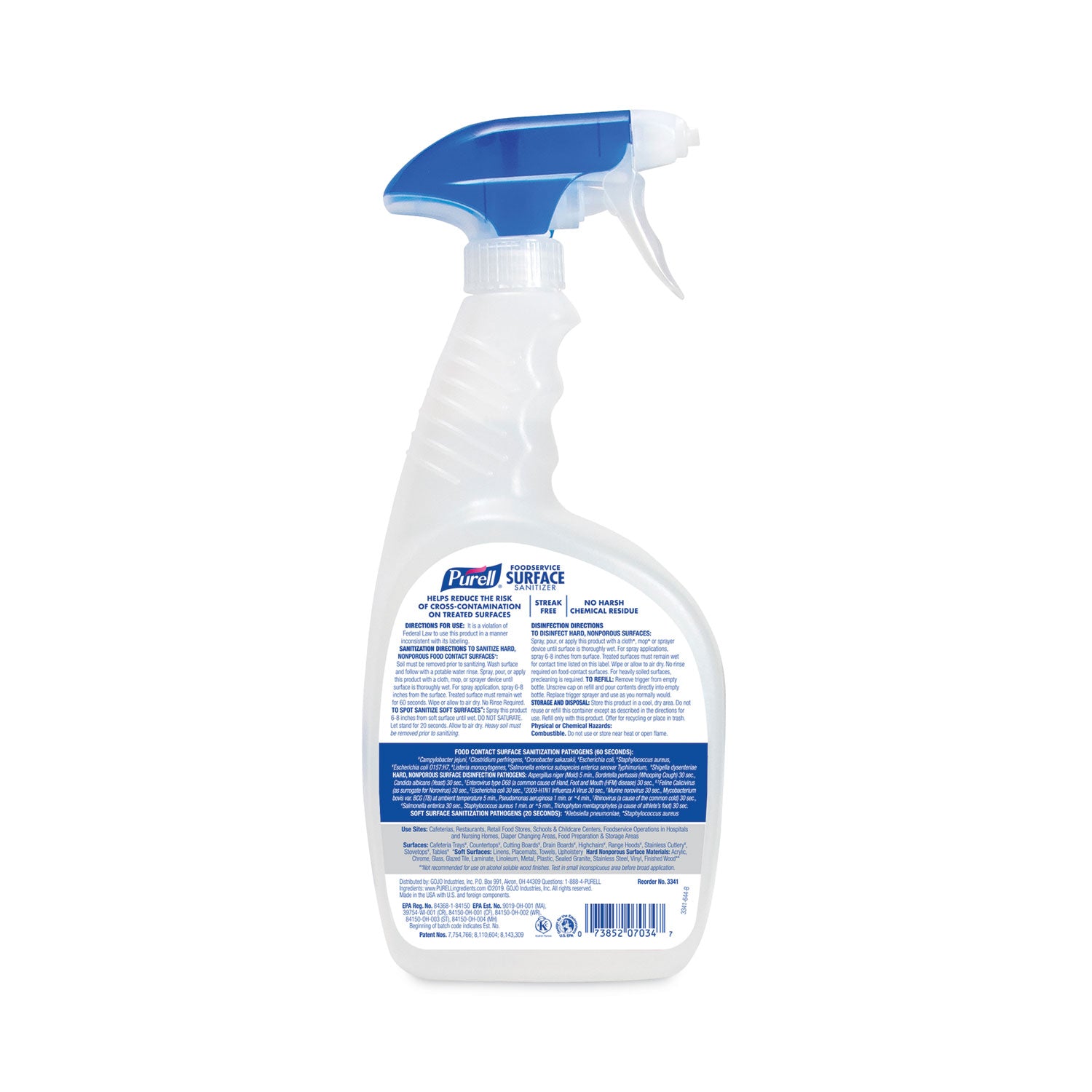 PURELL Foodservice Surface Sanitizer3, Fragrance Free, 32 oz Bottle with Spray Trigger Attached, 6/Carton (334106RTL)