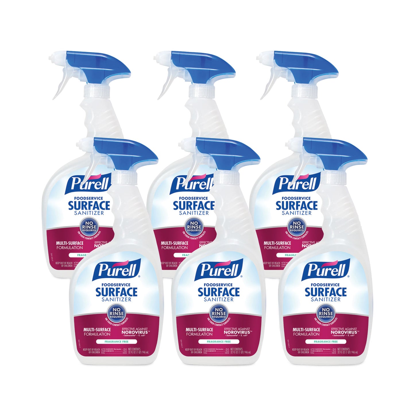 PURELL Foodservice Surface Sanitizer3, Fragrance Free, 32 oz Bottle with Spray Trigger Attached, 6/Carton (334106RTL)