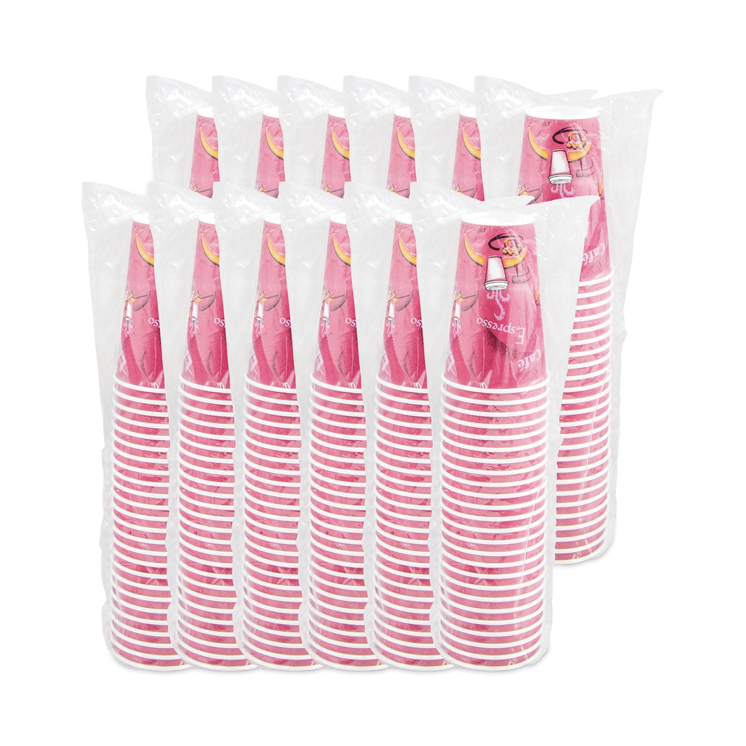 SOLO Paper Hot Drink Cups in Bistro Design, 16 oz, Maroon, 300/Carton (OF16BI0041)