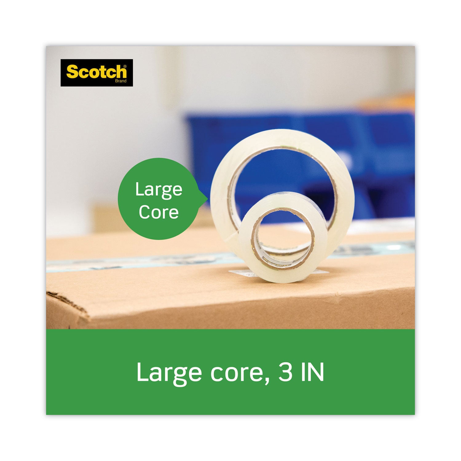 Scotch Tough Grip Moving Packaging Tape with Dispenser, 3" Core, 1.88" x 54.6 yds, Clear (3500RD)