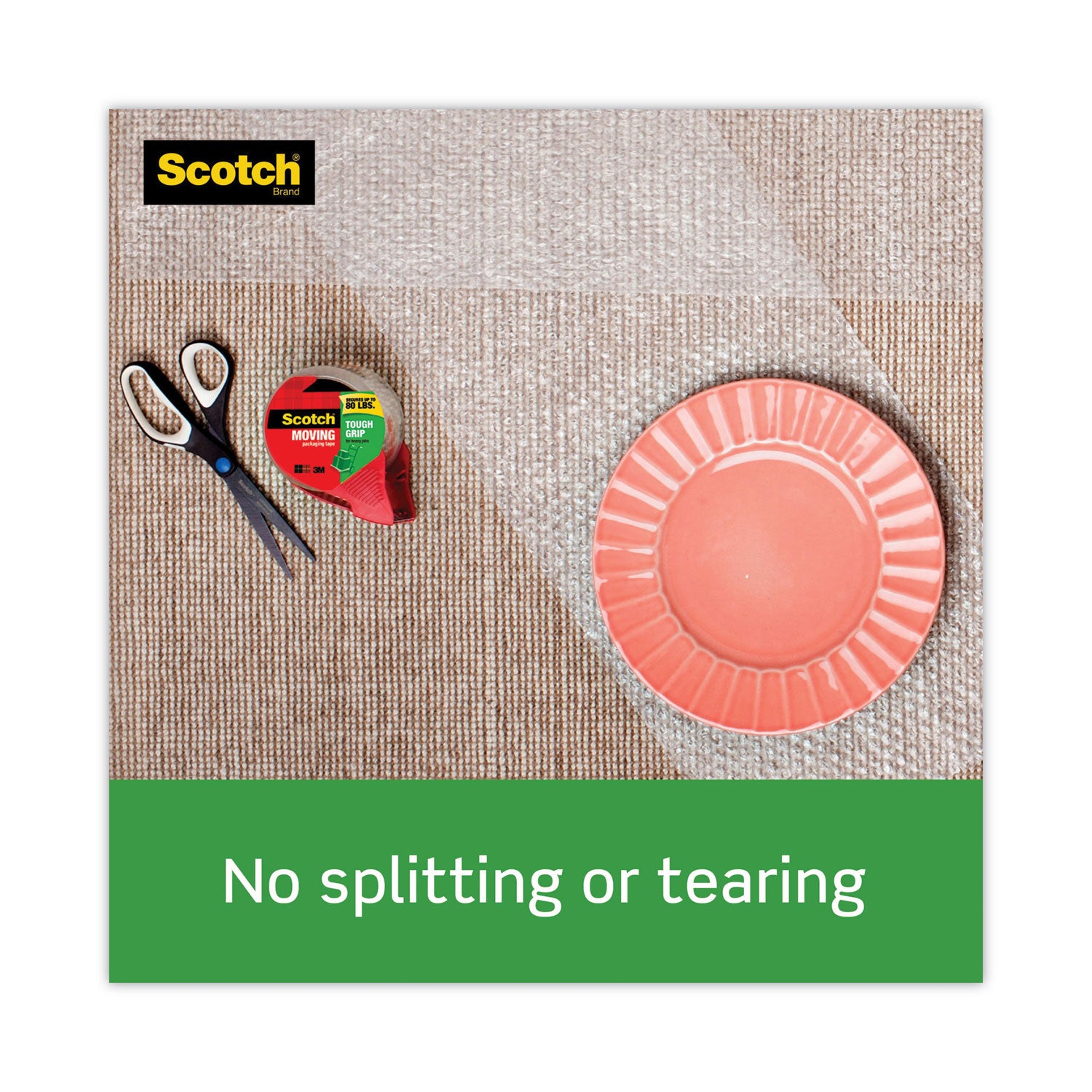Scotch Tough Grip Moving Packaging Tape with Dispenser, 3" Core, 1.88" x 54.6 yds, Clear (3500RD)