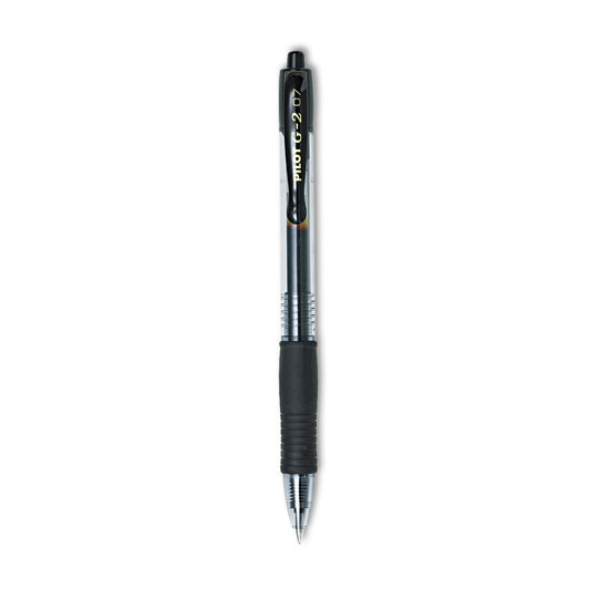 Pilot G2 Premium Gel Pen, Retractable, Fine 0.7 mm, Black Ink, Smoke/Black Barrel, 2/Pack (31031)