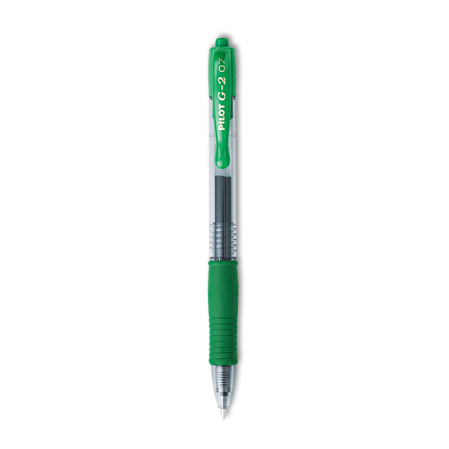 Pilot G2 Premium Gel Pen, Retractable, Fine 0.7 mm, Green Ink, Smoke/Green Barrel, Dozen (31025)