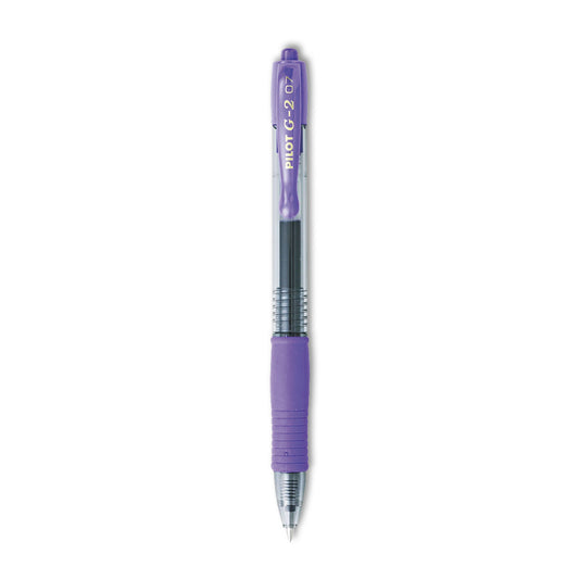 Pilot G2 Premium Gel Pen, Retractable, Fine 0.7 mm, Purple Ink, Smoke/Purple Barrel, Dozen (31029)