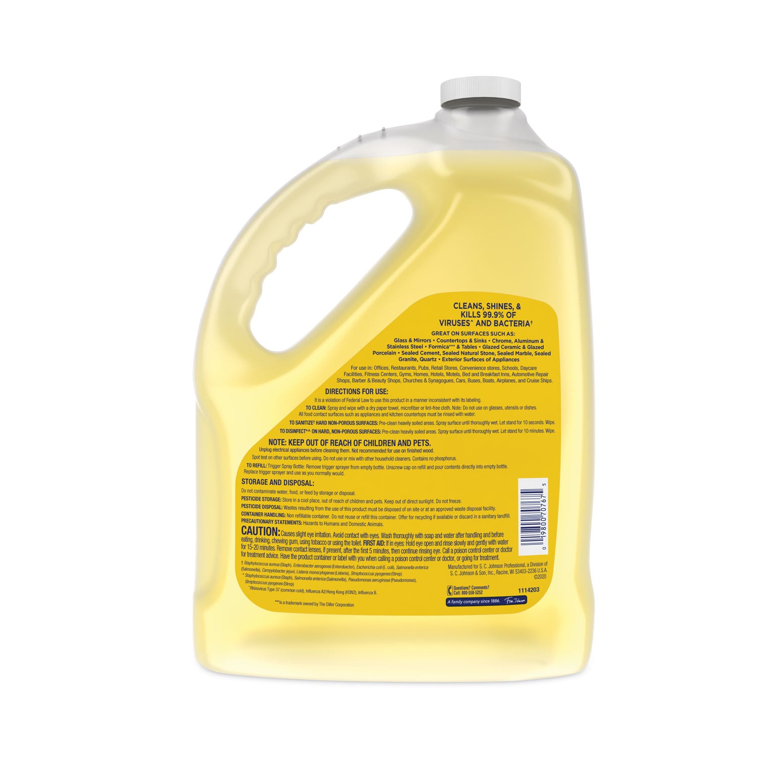 Windex Multi-Surface Disinfectant Cleaner, Citrus, 1 gal Bottle (682265EA)