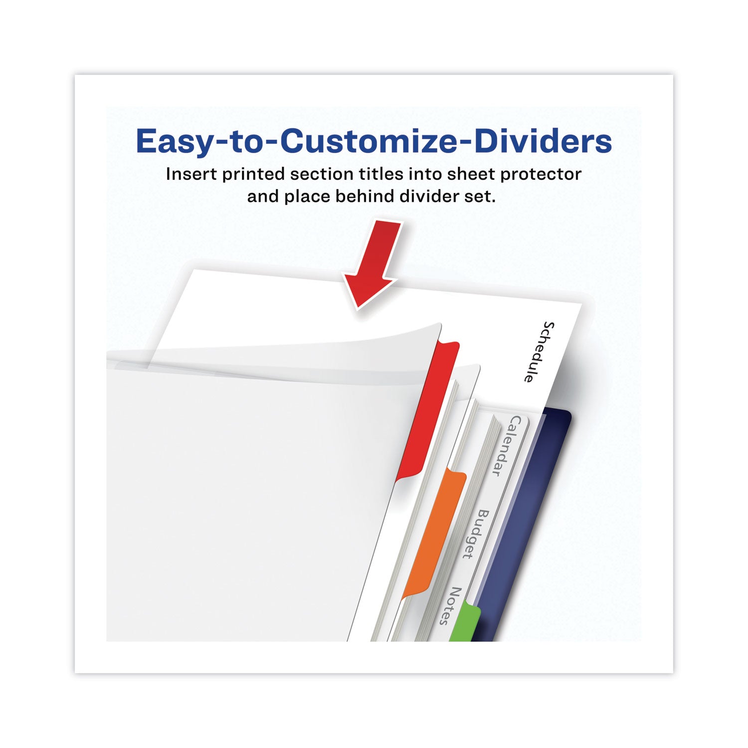 Avery Clear Easy View Plastic Dividers with Multicolored Tabs and Sheet Protector, 5-Tab, 11 x 8.5, Clear, 1 Set (16740)