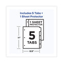 Avery Clear Easy View Plastic Dividers with Multicolored Tabs and Sheet Protector, 5-Tab, 11 x 8.5, Clear, 1 Set (16740)