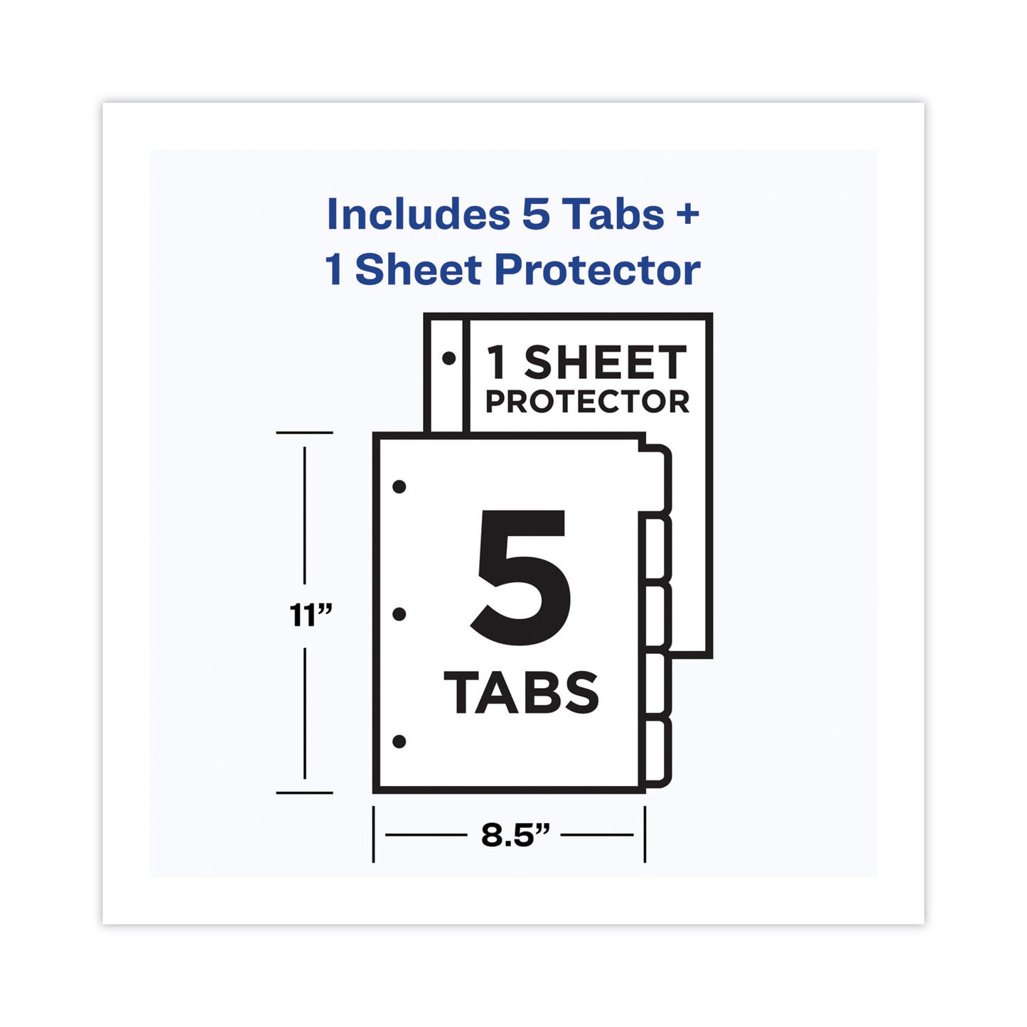 Avery Clear Easy View Plastic Dividers with Multicolored Tabs and Sheet Protector, 5-Tab, 11 x 8.5, Clear, 1 Set (16740)