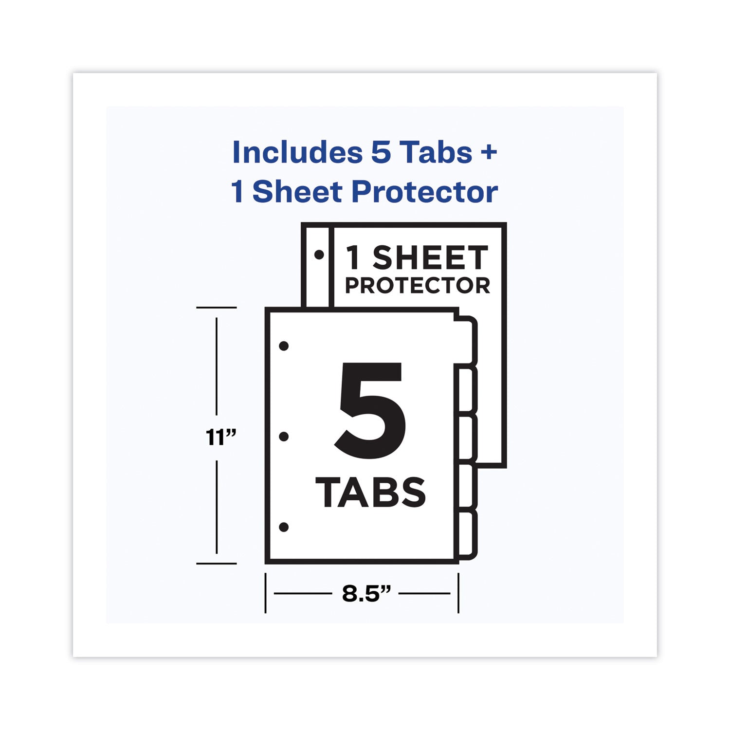 Avery Clear Easy View Plastic Dividers with Multicolored Tabs and Sheet Protector, 5-Tab, 11 x 8.5, Clear, 1 Set (16740)