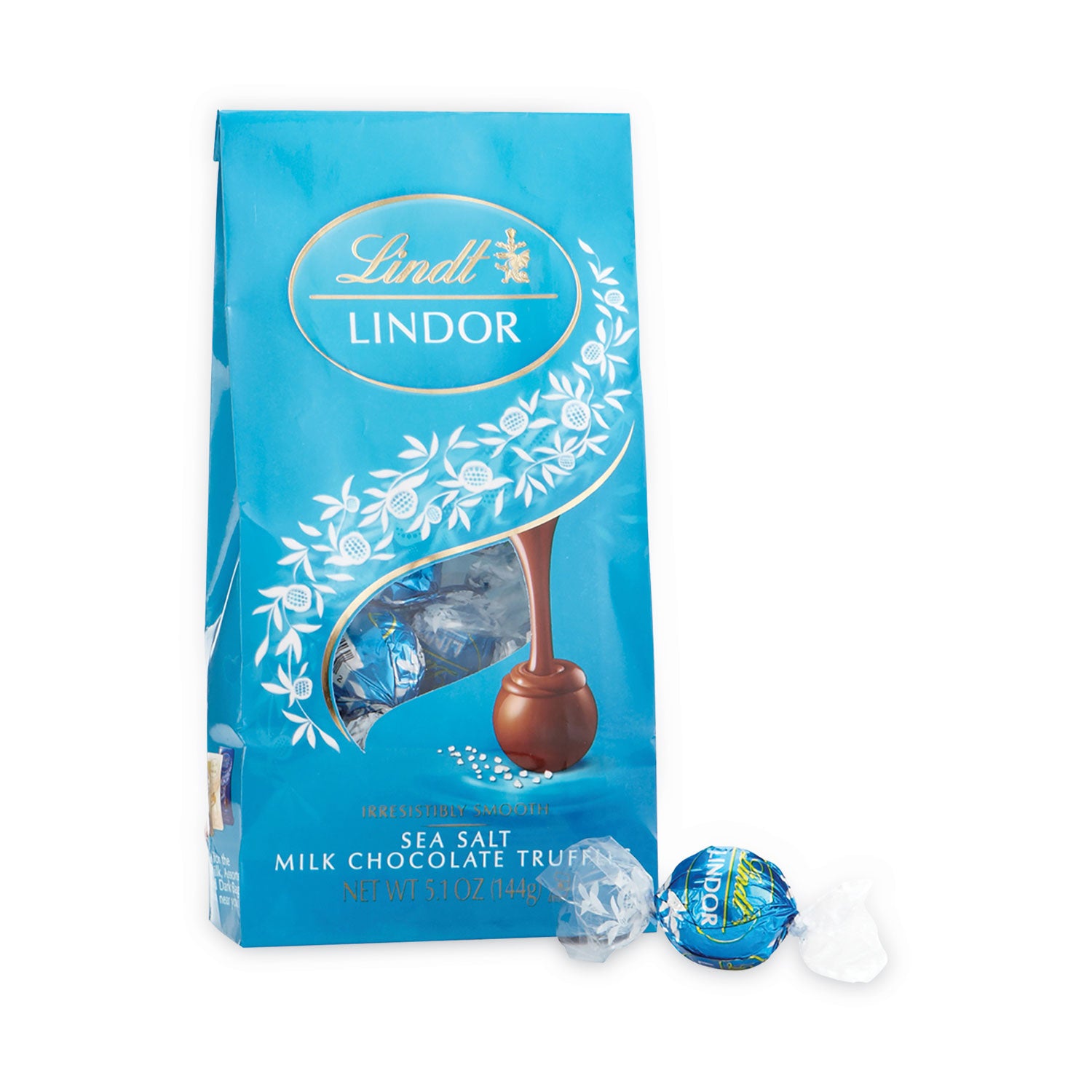 Lindt Lindor Truffles Milk Chocolate Sea Salt, 5.1 oz Bag, 3 Bags/Pack (30101012)