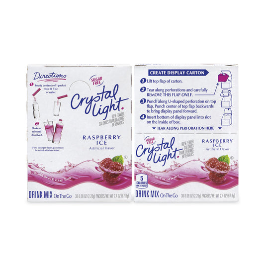 Crystal Light On-The-Go Sugar-Free Drink Mix, Raspberry Ice, 0.08 oz Single-Serving Tube, 30/Pk, 2 Packs/Carton (30700152)