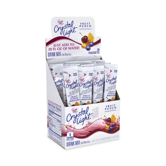 Crystal Light On-The-Go Sugar-Free Drink Mix, Fruit Punch, 0.11 oz Single-Serving Tubes, 30/Box, 2 Boxes/Carton (30700156)