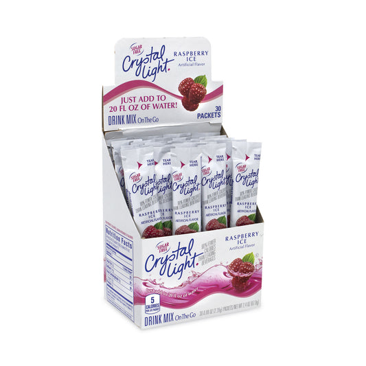 Crystal Light On-The-Go Sugar-Free Drink Mix, Raspberry Ice, 0.08 oz Single-Serving Tube, 30/Pk, 2 Packs/Carton (30700152)