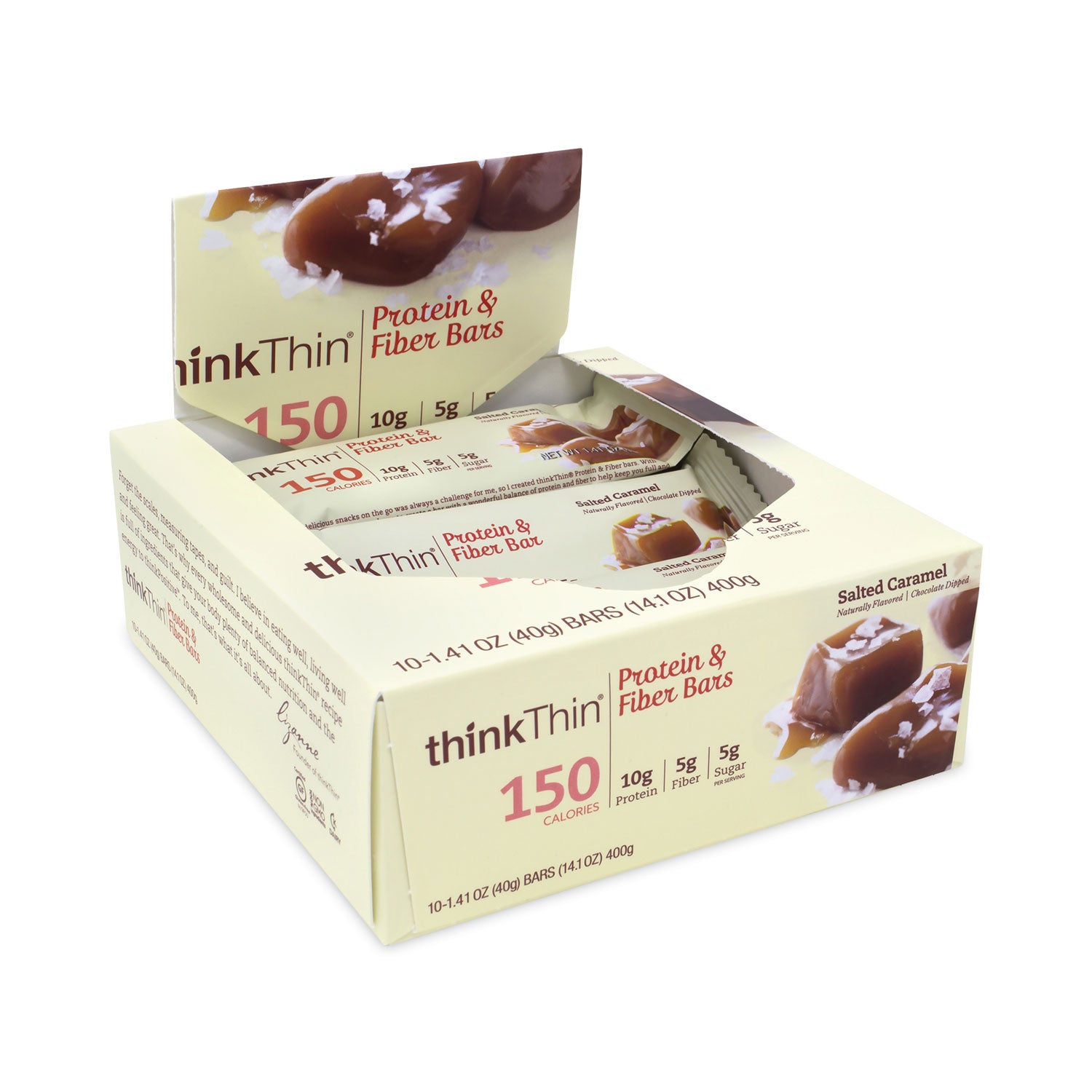 thinkThin High Protein Bars, Salted Caramel, 1.41 oz Bar, 10 Bars/Carton (30700112)