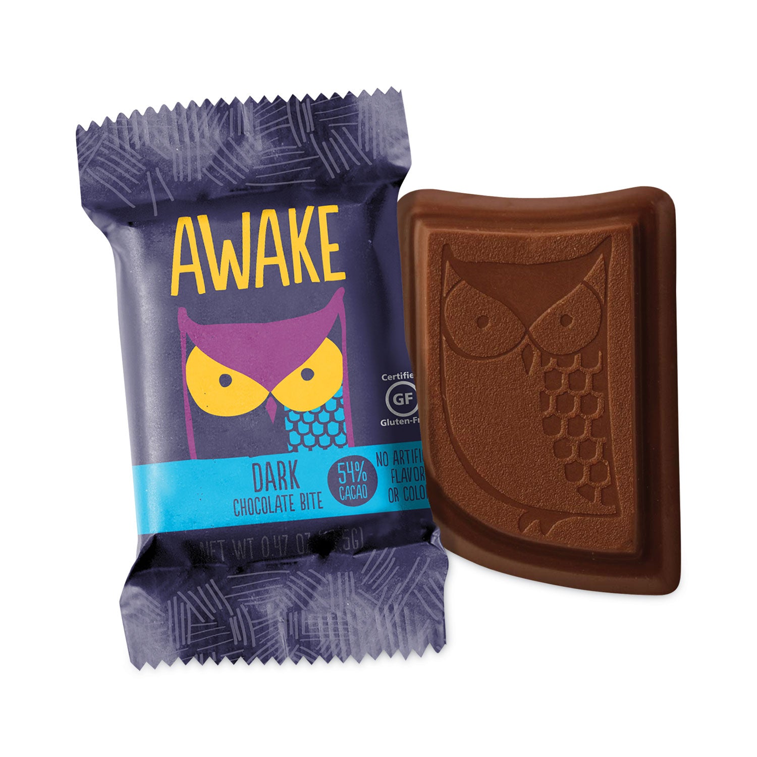 Awake Caffeinated Dark Chocolate Bites, 0.47 oz Bars, 50 Bars/Carton (30700314)