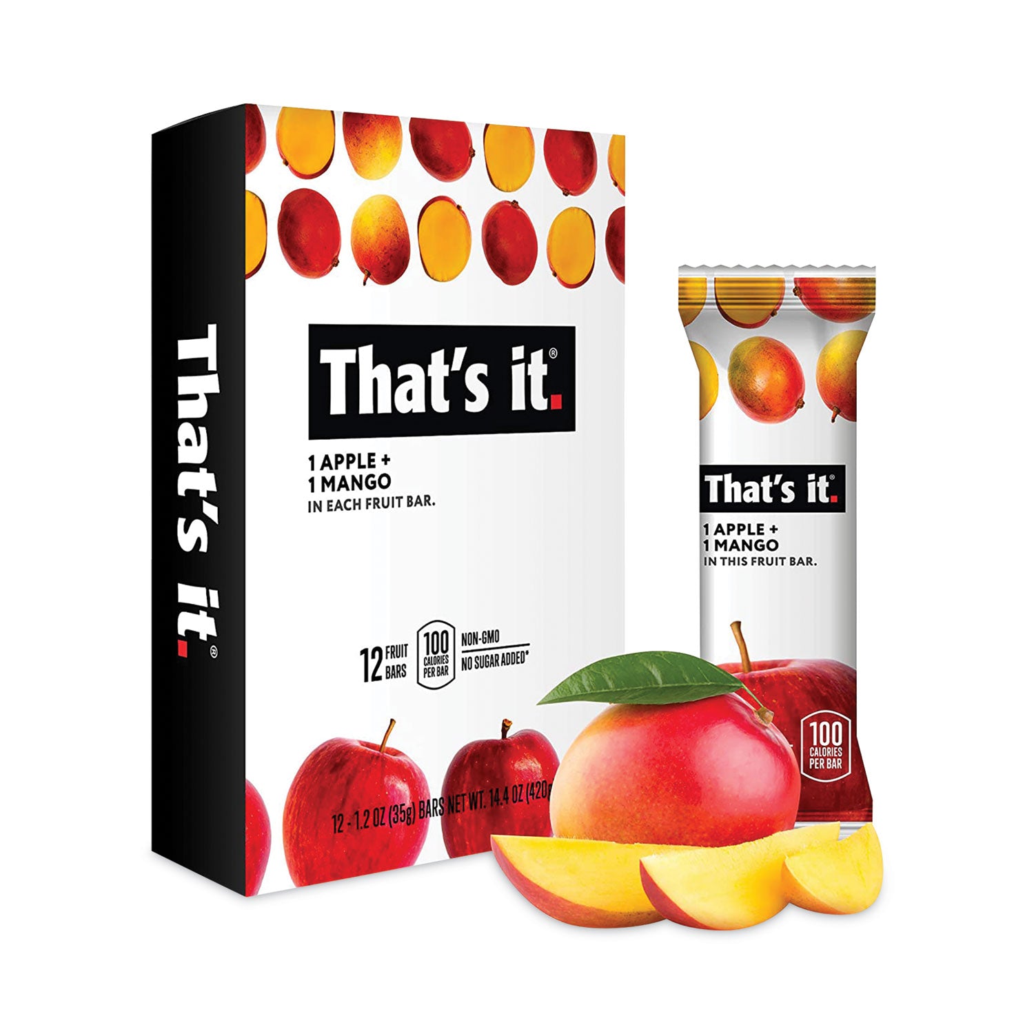 Thats it. Nutrition Bar, Gluten Free Apple and Mango Fruit, 1.2 oz Bar, 12/Carton (30700257)