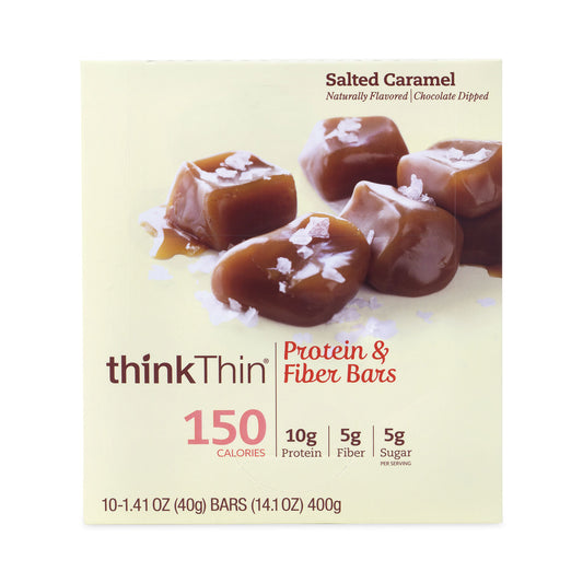 thinkThin High Protein Bars, Salted Caramel, 1.41 oz Bar, 10 Bars/Carton (30700112)