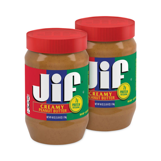 Jif Creamy Peanut Butter, 40 oz Jar, 2/Pack (30700227)