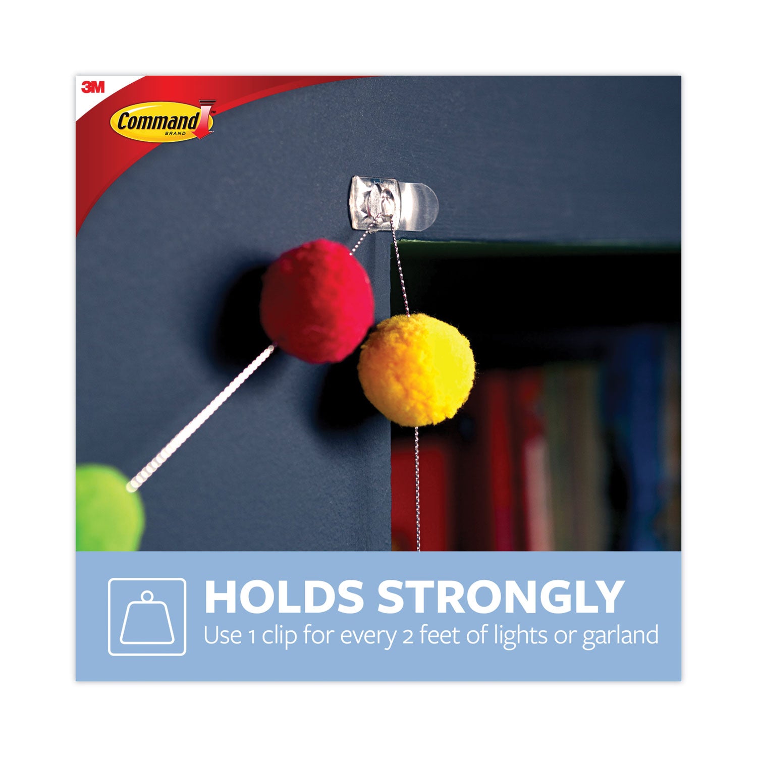 Command Clear Hooks and Strips, Decorating Clips, Plastic, 0.1 lb Capacity, 20 Clips and 24 Strips/Pack (17026CLRES)