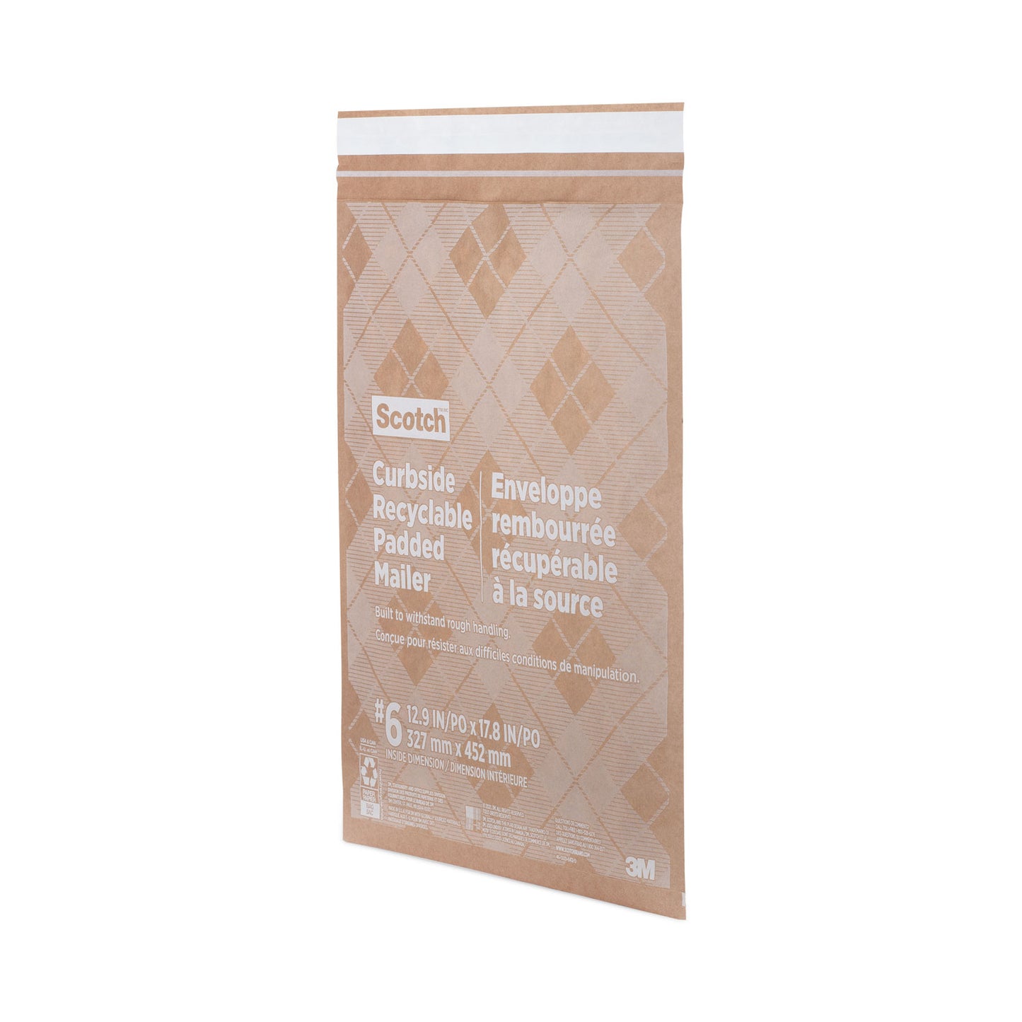 Scotch Curbside Recyclable Padded Mailer, #6, Bubble Cushion, Self-Adhesive Closure, 13.75 x 20, Natural Kraft, 50/Carton (CR61)