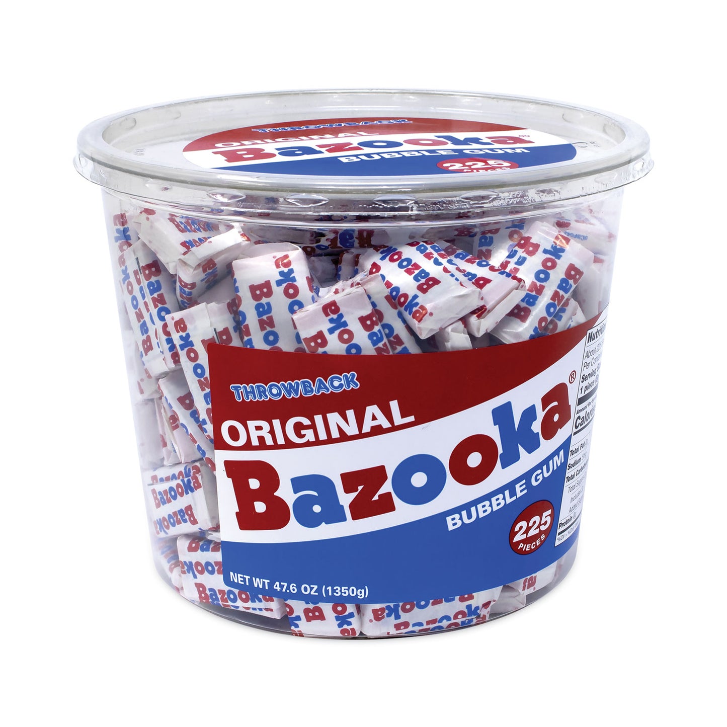 Bazooka Original Bubble Gum Tub, 47.6 oz Tub, 225 Pieces (20900351)