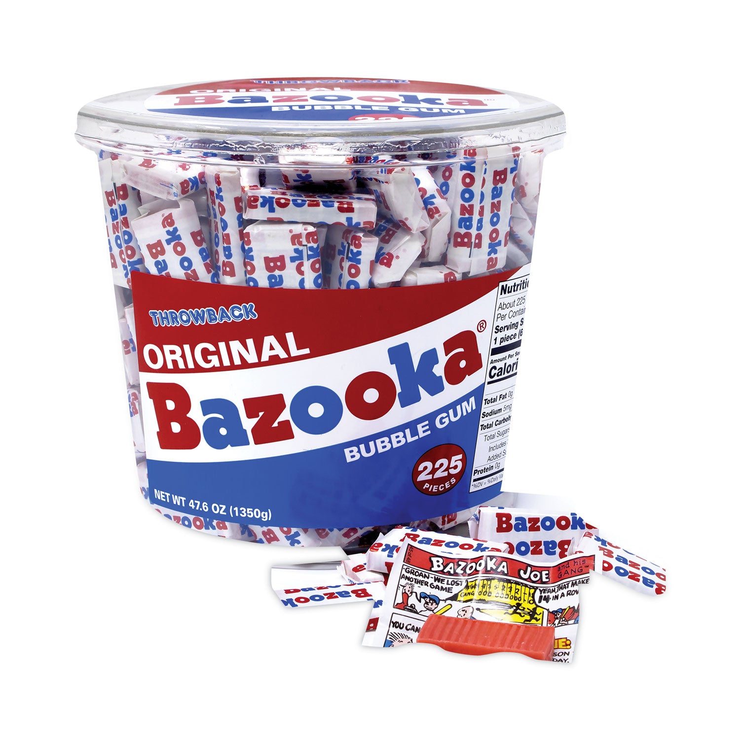 Bazooka Original Bubble Gum Tub, 47.6 oz Tub, 225 Pieces (20900351)