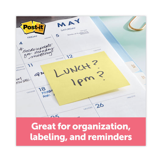 Post-it Original Pads in Canary Yellow, 3" x 3", 100 Sheets/Pad (654YWEA)