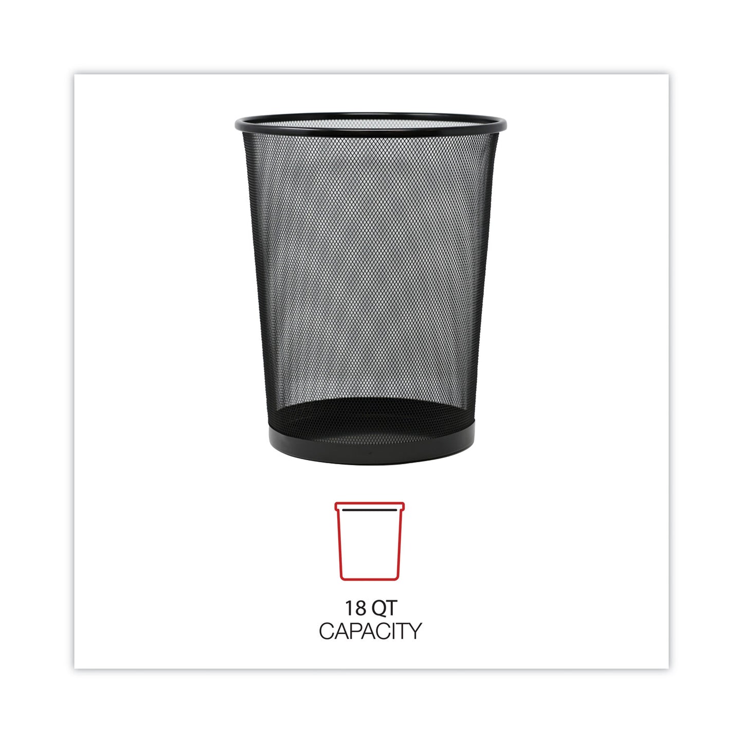 Universal Mesh Wastebasket, 18 qt, Steel Mesh, Black (20008)