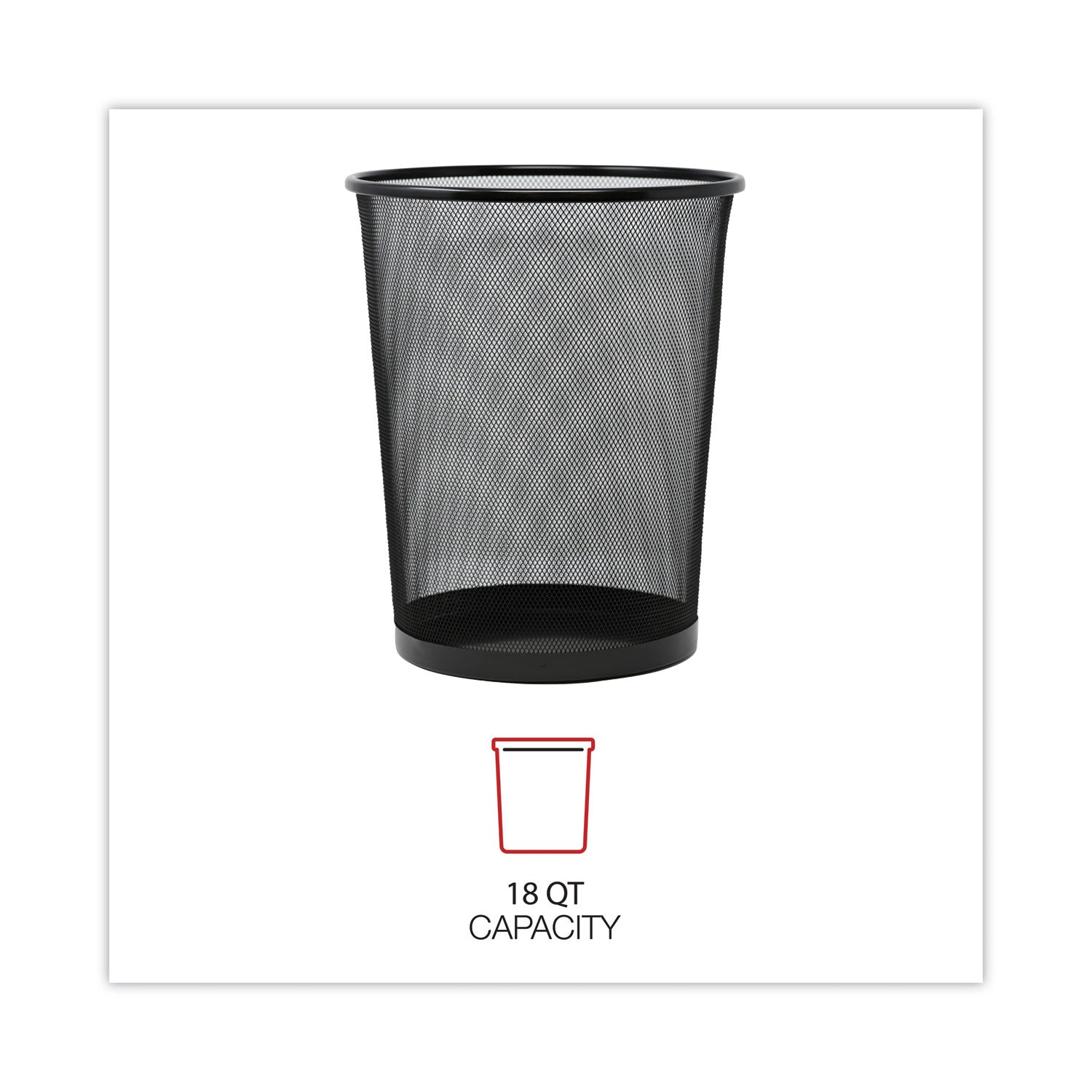 Universal Mesh Wastebasket, 18 qt, Steel Mesh, Black (20008)